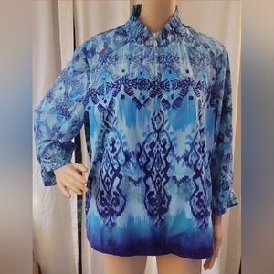Blue Patterned Women's Top by Zenergy by Chico's size 3